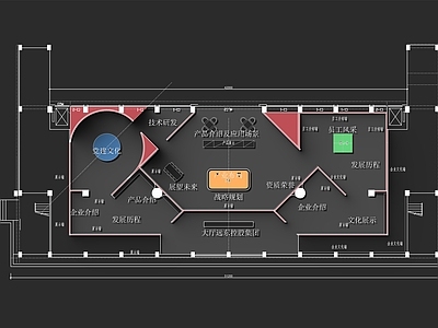 远东科技公司700㎡展厅平面布置图 施工图