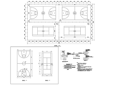 标准篮球场和网球 施工图