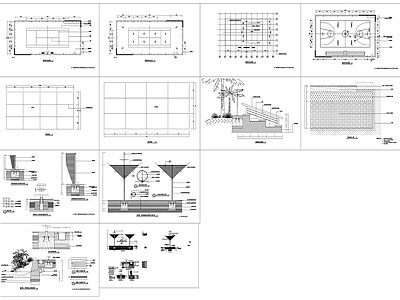 篮球场 三个球场 施工图