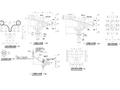 2仿古建筑 五踩斗拱大样图及雀替大样图 施工图