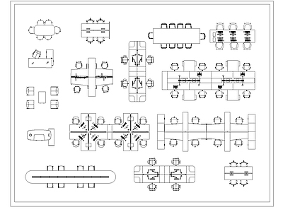 现代办公桌椅 工位 经理 会议 施工图 办公家具