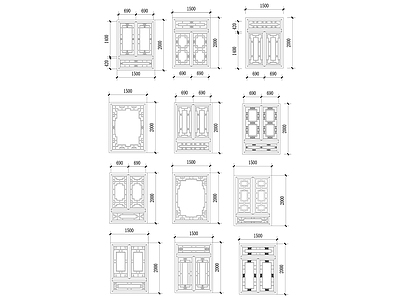 经典仿古建筑常用门窗图 施工图