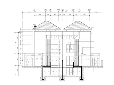 双拼豪华别墅建筑设 施工图