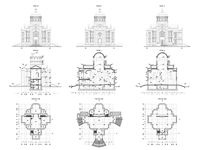 拜占庭教会平面立面 施工图
