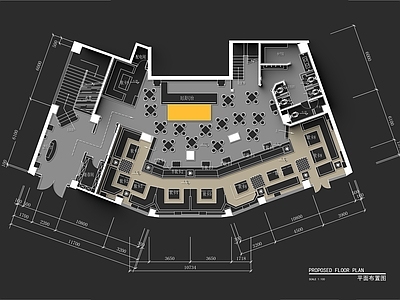 时尚酒吧平面布局图 施工图