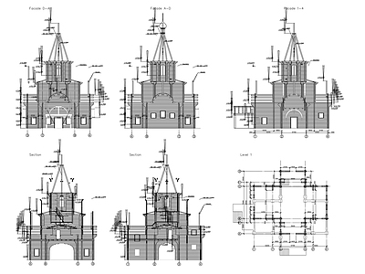 木制教堂平面立面 施工图