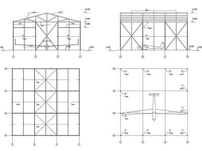 飞机仓库平面立面 施工图