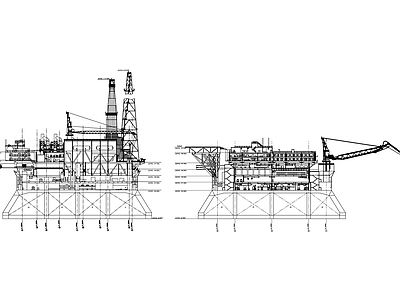 石油钻井平台设计图 施工图 工业建筑
