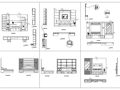 多种卧室床头背景设计方案 施工图
