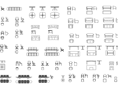 办公场所桌椅合集 施工图 办公家具