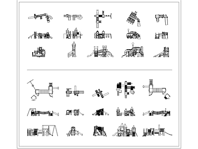 儿童滑梯 游乐设施 施工图