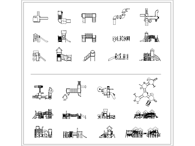 儿童滑梯 游乐设施 施工图