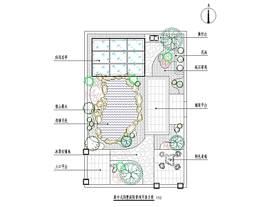 新中式别墅庭院景观平面方案 施工图