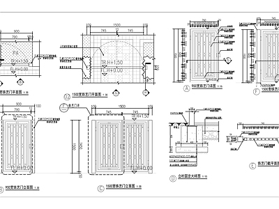 人行入口铁艺门详图 施工图