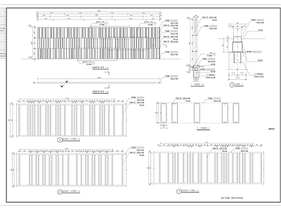 现代风格格栅及坐凳 施工图