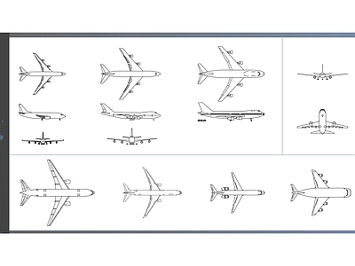 14架高品质商用飞机  块的平面图和立面图 施工图