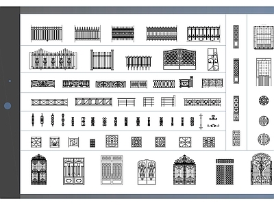 67个高品质铁艺栏杆柱立面视图 施工图