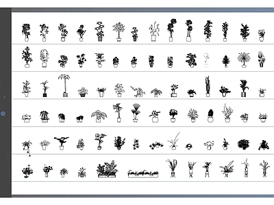 82个高品质盆栽植物立面图块 施工图