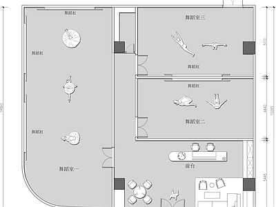 舞蹈室练舞室街舞民族舞现代舞 平面图