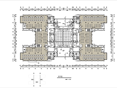 六层大型图书馆平面布局图 平面图