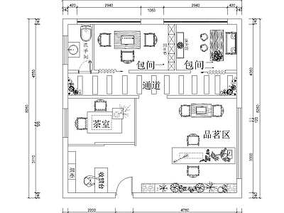 新中式茶室设计图纸 施工图