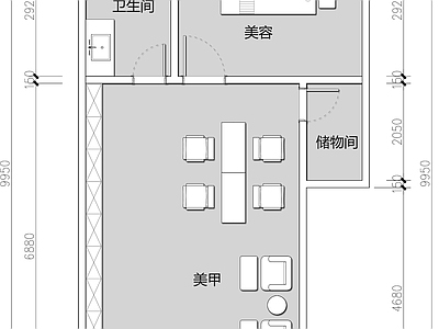 美甲美容护肤中心 平面图