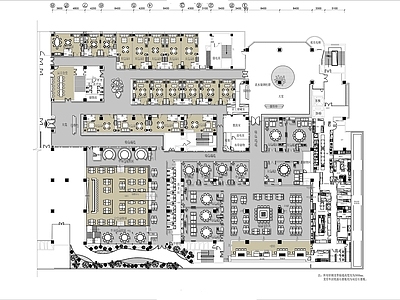 4000㎡酒店综合餐厅平面布局方案 平面图 公区
