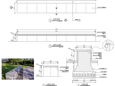 条形坐凳通用做法详图t3 施工图