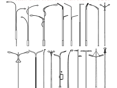 路灯 高杆灯 景观灯 照明灯 街灯 LED灯 户外灯 照明灯 灯杆 太阳能灯 施工图