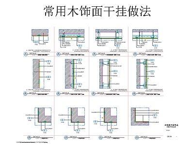 室内木饰面做法干挂胶贴大样图 施工图