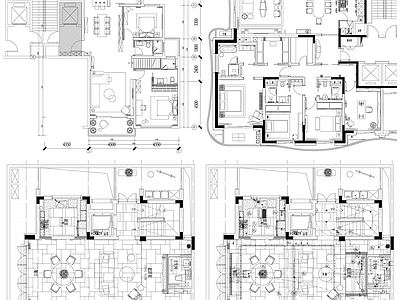 家装大户型小户型别墅平面方案布置图素材 施工图