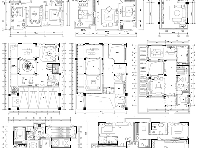 家装大户型小户型别墅平面方案布置图素材 施工图