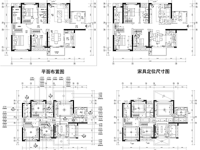 家具布置强电弱电给排水插座空调布局平面图设计素材 施工图