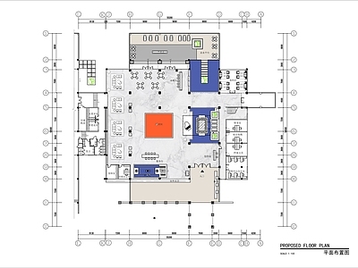 2000㎡高端售楼部平面布局图 施工图