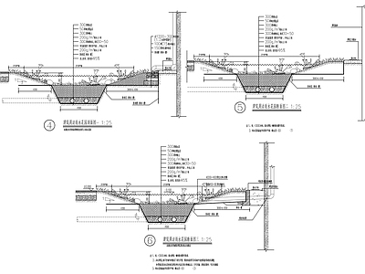 建筑周边下凹绿化带大样图 施工图 水池