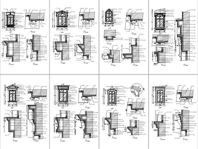 多套西式窗节点大样图 施工图