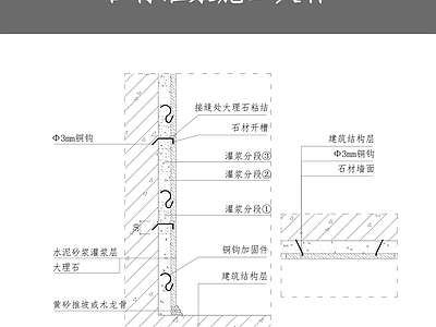 石材灌浆施工大样 施工图 通用节点