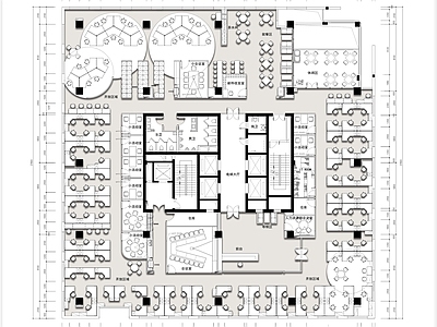 1400平米某品牌电脑办公空间平面布置图 施工图