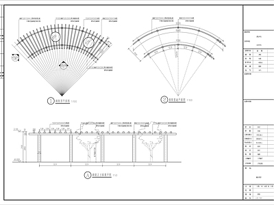 弧形廊架 景观廊架详图 施工图