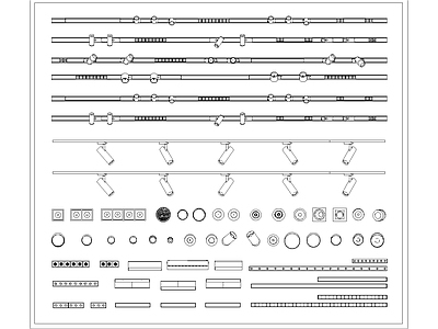 现代筒灯 射灯 轨道灯 磁吸灯 施工图