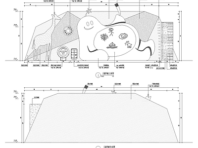 儿童景墙及游戏坡道详图 施工图 景观小品