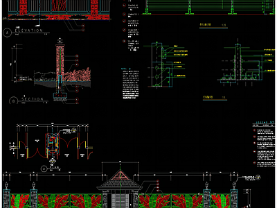 3套精品景观围墙及栏 施工图