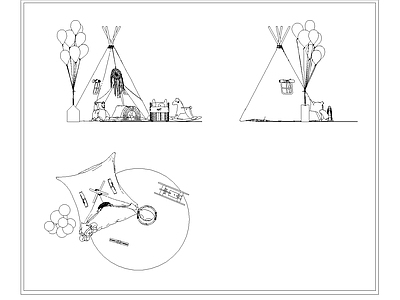 现代儿童帐逢 儿童玩具 施工图