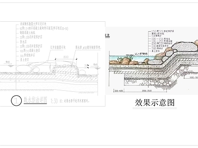 景观驳岸跌水做 施工图 休闲景观