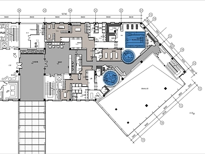 900㎡洗浴中心水疗会所平面布置图 施工图