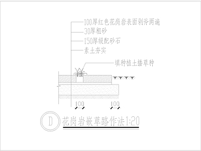 花岗岩嵌草路节点做法 施工图 通用节点