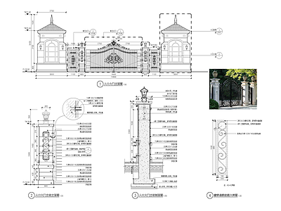 欧式铁艺门 施工图 大