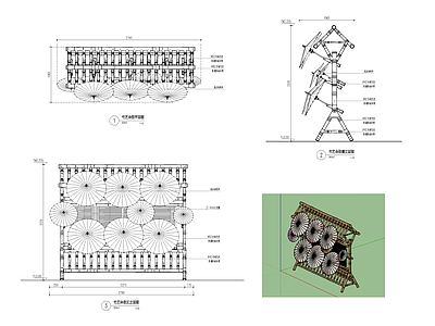 伞架 施工图 景观小品