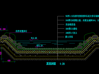 河道溪流剖面图 施工图