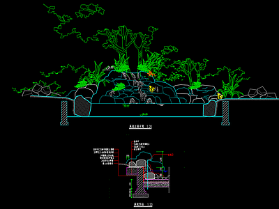 假山溪流叠水 施工图